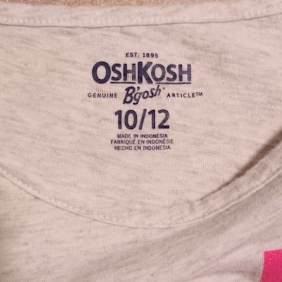 OshKosh B'gosh Girls size 10/12 Top, light gray 3/4 sleeve w/multi-color heart - Picture 3 of 7